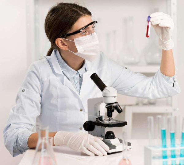 woman working laboratory close up